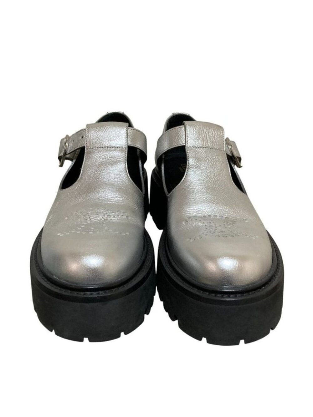 Celine Triomphe T Strap Loafer 37 Silver - Picture 2 of 12